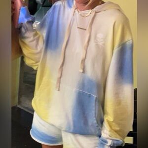 Blue and Yellow Tie-Dye Hoodie